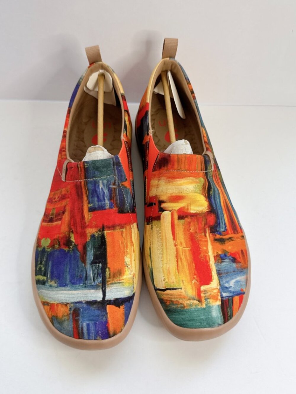 Men’s Size 12 UIN Color Zone Abstract Art Canvas Slip On Shoes Travel Flats